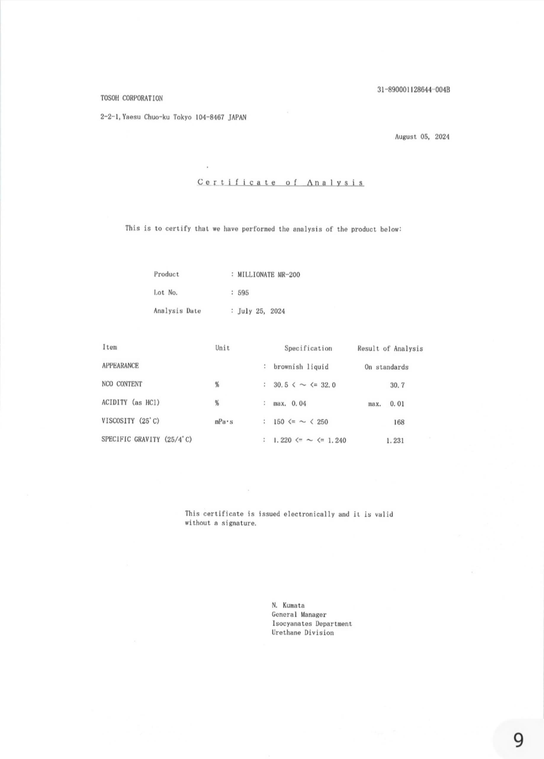 MDI Isocyanate